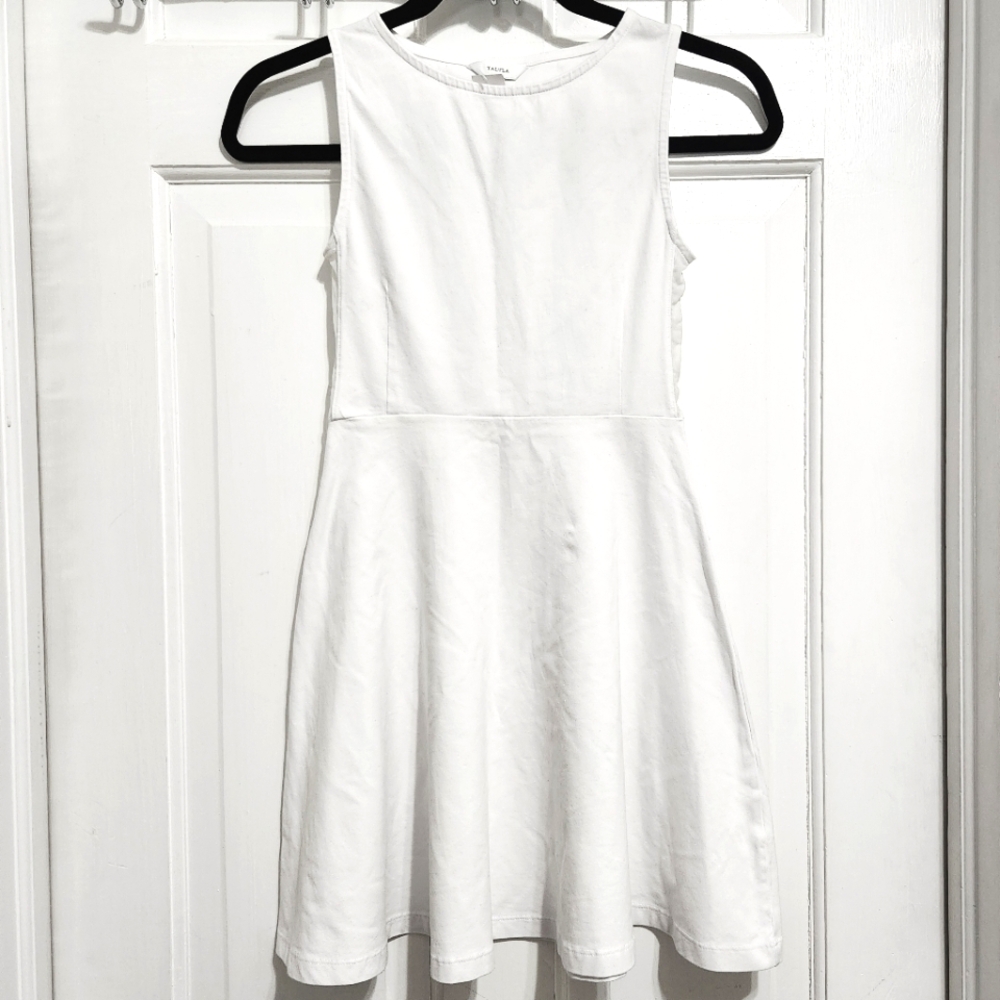 Aritzia White Jersey Knit Mesh Panel Sleeveless Mini Skater Circle Skirt Dress